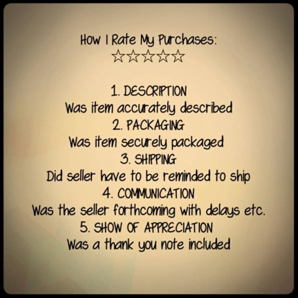 Don’t forget to rate your purchase! 💕